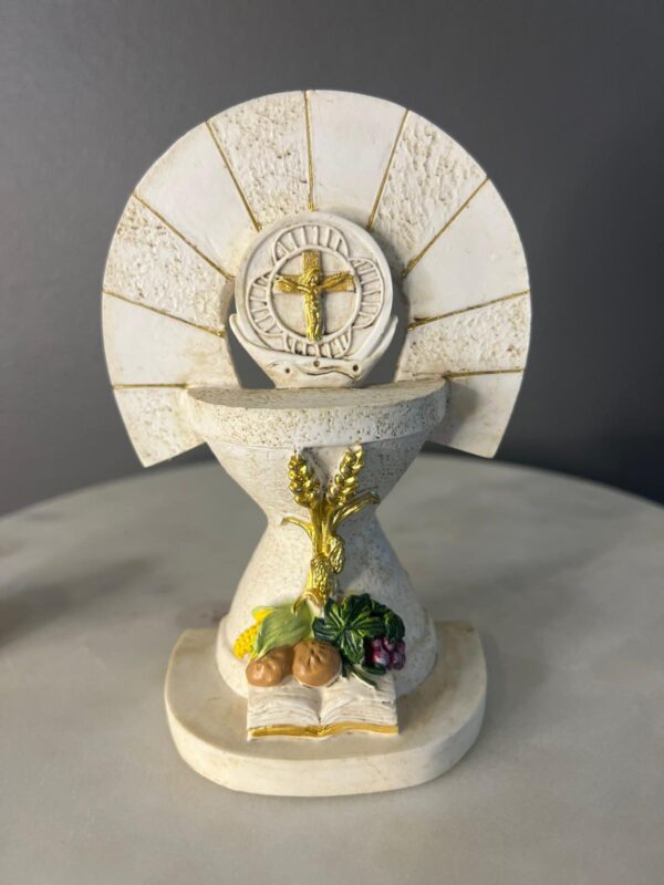 Polyresin coloured First Communion Chalice and Eucharist