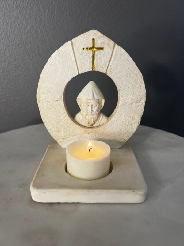 Polyresin Saint Charbel tealight candle holder